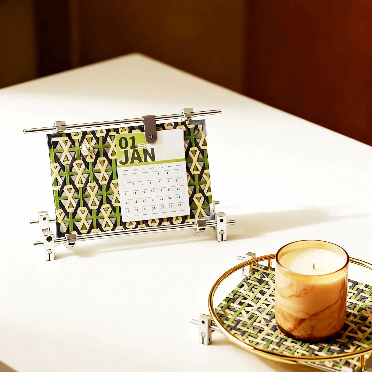 Bamboo Weave Desk Calendar (2026)