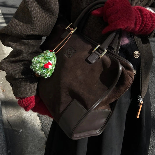 Handmade Crochet Christmas Tree Bag Charm