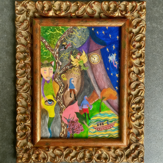 Wings of Time Fluttering Past Midnight | Framed Original Artwork