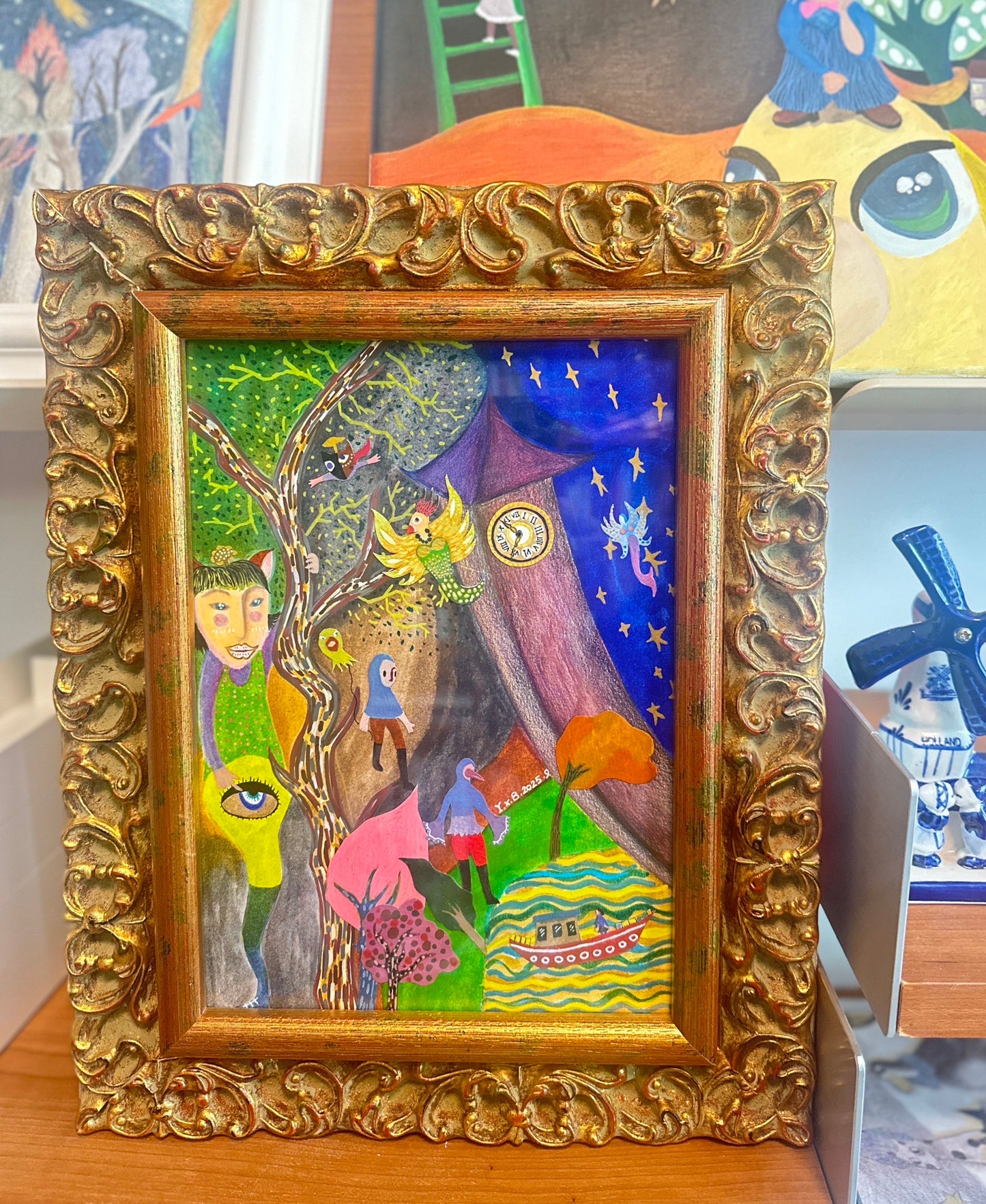 Wings of Time Fluttering Past Midnight | Framed Original Artwork