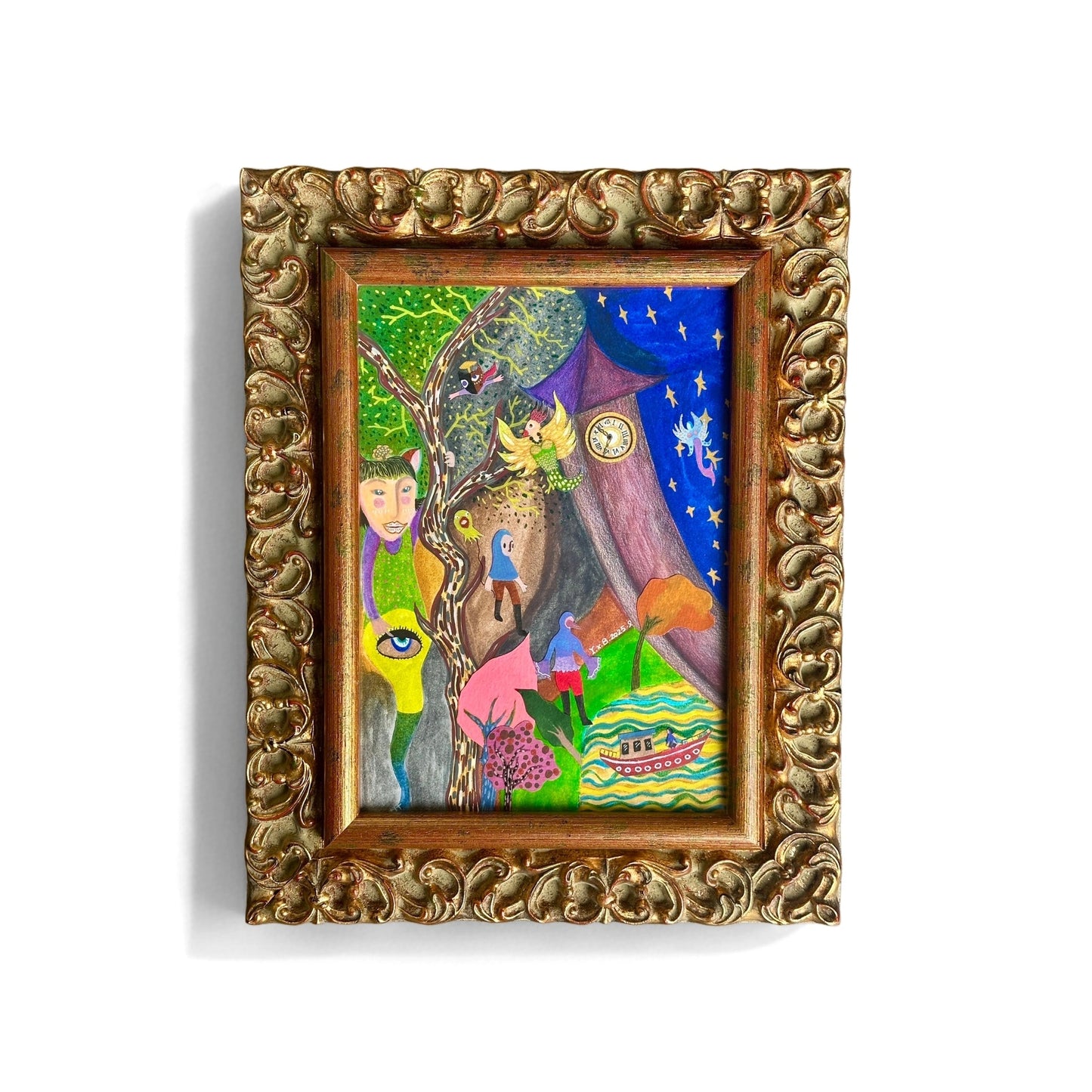 Wings of Time Fluttering Past Midnight | Framed Original Artwork