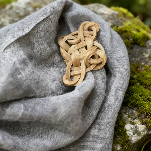 “Harmony Knot” Handwoven Bamboo Brooch